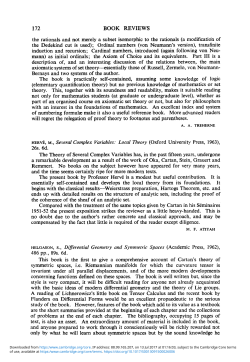M. Herv&eacute;, Several Complex Variables: Local Theory (Oxford