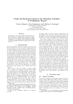 Goals and Rational Action in the Situation Calculus@ A Preliminary