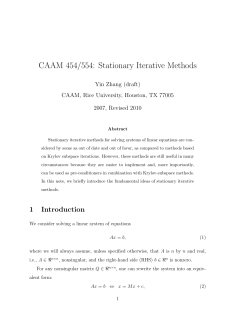 CAAM 454/554: Stationary Iterative Methods