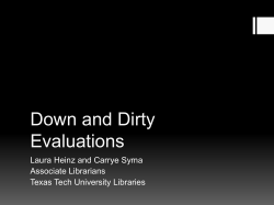 Down and Dirty Evaluations - Texas Library Association