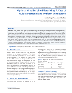 Optimal Wind Turbine Micrositing: A Case of Multi