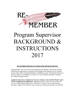 First-Year Program Supervisor Background/Instructions - Re