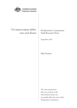 On input-output tables - Productivity Commission