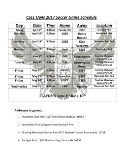 CSEE Owls 2017 Soccer Game Schedule