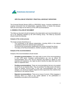 UPR FOLLOW-UP STRATEGY