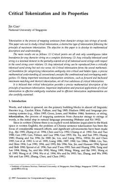 Critical Tokenization and its Properties