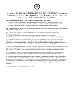 kansas state high school activities association recommendations for