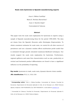 1 Sunk costs hysteresis in Spanish manufacturing exports