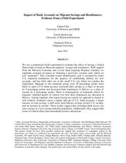 Impact of Bank Accounts on Migrant Savings and Remittances