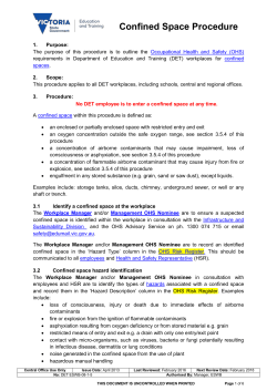Confined Space Procedure - Department of Education and Training