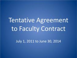 Tentative Agreement to Faculty Contract