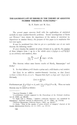 THE GAUSSIAN LAW OF ERRORS IN THE THEORY OF ADDITIVE