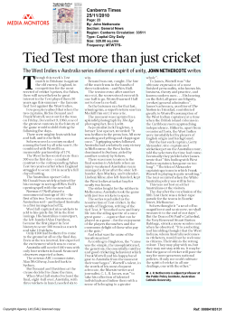 Tied Test more than just cricket