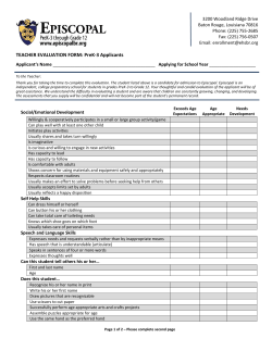 TEACHER EVALUATION FORM: PreK-3 Applicants