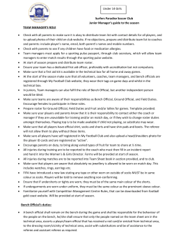 Surfers Paradise Soccer Club Junior Manager`s guide to the season