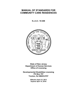 MANUAL OF STANDARDS FOR COMMUNITY CARE