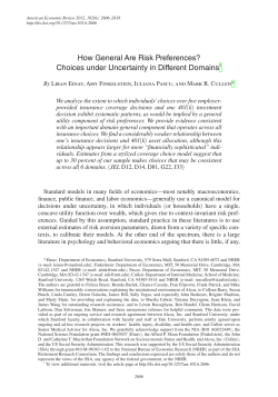 How General Are Risk Preferences? Choices