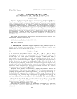 Stability loss in quasilinear DAEs by divergence of a pencil eigenvalue