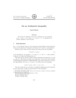 On an Arithmetic Inequality