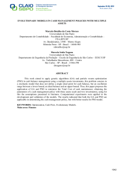 EVOLUTIONARY MODELS IN CASH MANAGEMENT