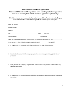 BGA Launch Grant Fund Application