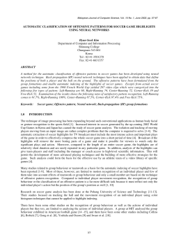 automatic classification of offensive patterns for soccer game