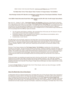 The Westin New York at Times Square Takes Travelers To Hunger