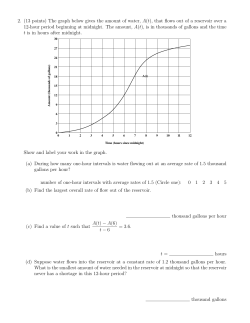 2. (13 points) The graph below gives the amount of water, A(t), that
