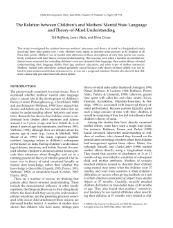 The Relation between Children`s and Mothers` Mental State