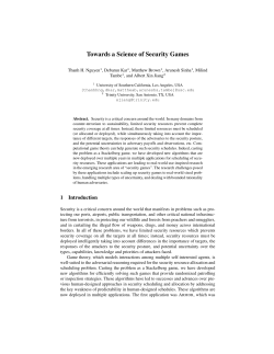 Towards a Science of Security Games - Teamcore USC