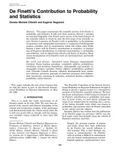 De Finetti`s Contribution to Probability and Statistics