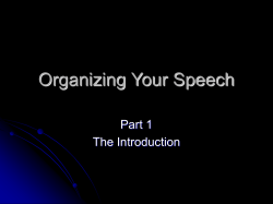 Organizing Your Speech