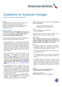 Guidelines for Schedule Changes