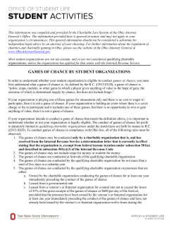 games of chance by student organizations