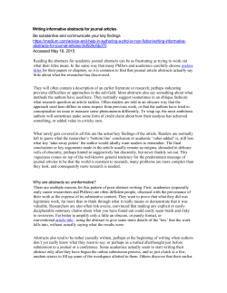 How to Write Informative Abstracts for Journal