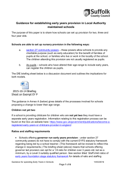 Guidance for establishing early years provision in