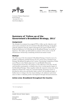 Summary of `Follow-up of the Government`s Broadband Strategy, 2011`