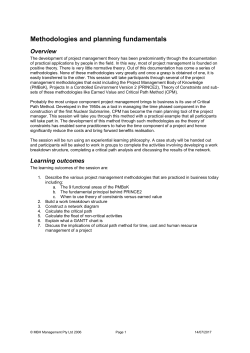 Project Management Methodologies and Concepts