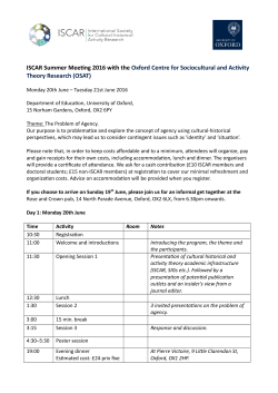 ISCAR Summer Meeting 2016 with the Oxford Centre for
