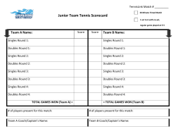 Junior Team Tennis Scorecard