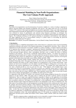 Financial Modeling in Non-Profit Organizations