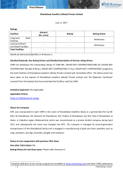 Press Release - CARE`s Ratings