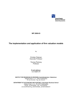 The implementation and application of firm valuation models
