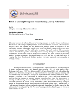 Effects of Learning Strategies on Student Reading Literacy