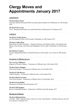 Clergy Moves and Appointments January 2017