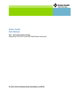 Sutter Health Kahi Mohala 2013