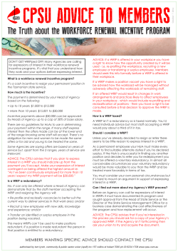 The Truth about the WORKFORCE RENEWAL INCENTIVE PROGRAM