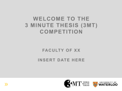 3 minute Thesis (3MT) - University of Waterloo