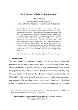 Basic Notions of Information Structure - Humboldt