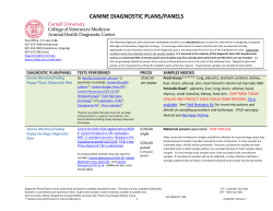 canine diagnostic plans/panels - Animal Health Diagnostic Center